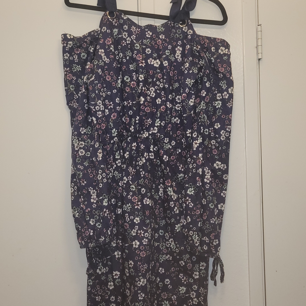 Floral Off the Shoulder Navy Mini Dress